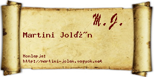 Martini Jolán névjegykártya